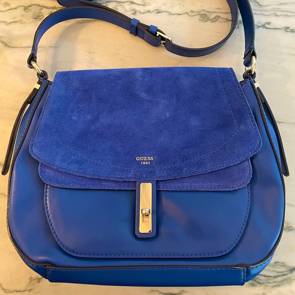Guess Cross Body Satchel Bag in Royal Blue